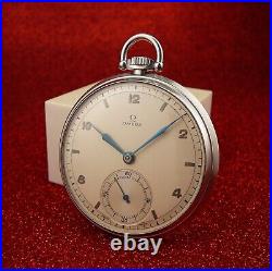 Mint Omega Art Decó Pocket Watch, Stainless Steel Case From 1940