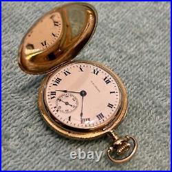 Mint Waltham 14k Pocket Watch Hunter Case. Size 0. Dates To 1917-18. 7 Jewel