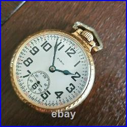 Mintique Elgin B. W. Raymond 21j 16s RR RailRoad Pocket Watch, 12K G. F. Case NICE