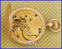 Minty 1890 SOLID 14 KARAT YELLOW GOLD Elgin Size 8 Hunting Case Pocket Watch