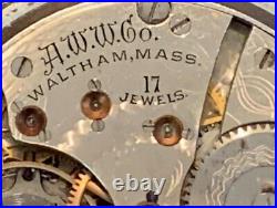 Model 1908 WALTHAM 16s POCKET WATCH Star Stainless Case 17 Jewels Grade 625 RUNS