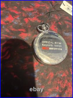 Mondaine Pocket Watch, Complete With Box, Leather Case, Snake Chain & Inserts