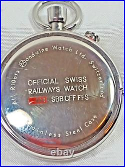 Mondaine Swiss Railways Evo2 Pocket Watch, leather case. DS07