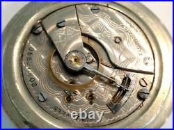 Monster 18SZ Elgin Pocket Watch in Alaska Silver Case. 61.5mm, 17 Jewel, Serviced