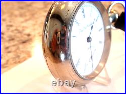 Monster 18SZ Elgin Pocket Watch-in Alaska Silver Case Serviced-15J- 61.25 MM