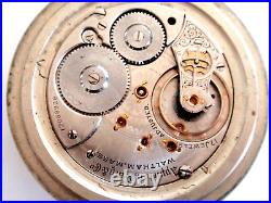 Monster Pocket Watch 18SZ Waltham -in Alaska Silver Case Serviced-11J- 61.5 MM