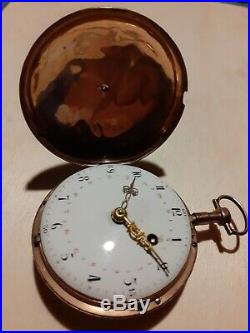 Montre Verge 18ème boitier or rose. Verge pocket watch gold case