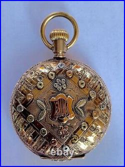 Multi colored 14k Gold Hunting case pocket watch