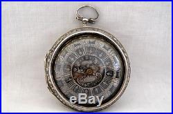 Museal Renaissance Verge Fusee Repousse silver pair cased watch by Roger, 1700