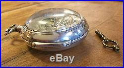 Night Day Single Handed Champlevée Verge Fusee Double Case Silver Pocket Watch