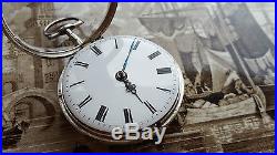 NORTON London sterling silver pair cased verge fusee pocket watch. SERVICED