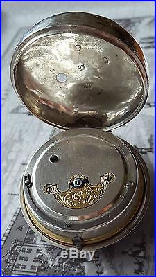 NORTON London sterling silver pair cased verge fusee pocket watch. WITH CALENDAR