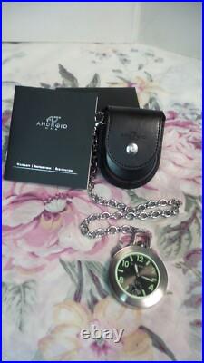 NWOT Android MECHANICAL POCKET ATCH 17 Jewel Mechanical Wind Watch LEATHER CASE