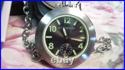 NWOT Android MECHANICAL POCKET ATCH 17 Jewel Mechanical Wind Watch LEATHER CASE