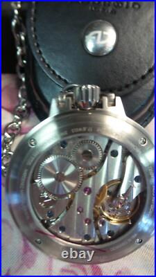 NWOT Android MECHANICAL POCKET ATCH 17 Jewel Mechanical Wind Watch LEATHER CASE
