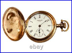 NY STANDARD Pocket Watch Engraved Hunter Case Bird Gold Filled Runs Well Antique