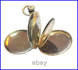 NY STANDARD Pocket Watch Engraved Hunter Case Bird Gold Filled Runs Well Antique