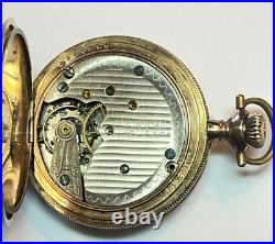 NY STANDARD Pocket Watch Engraved Hunter Case Bird Gold Filled Runs Well Antique