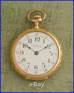 Near MINT 1901 UNSUNK DIAL Waltham 14 KARAT SOLID GOLD OF Case Pocketwatch