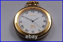 Near MINT / Case Burberry 6031-G24655 Gold Roman Logo 38mm Quartz Pocket Watch