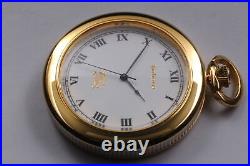 Near MINT / Case Burberry 6031-G24655 Gold Roman Logo 38mm Quartz Pocket Watch