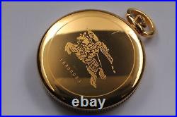 Near MINT / Case Burberry 6031-G24655 Gold Roman Logo 38mm Quartz Pocket Watch