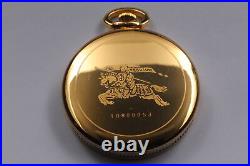 Near MINT / Case Burberry 6031-G24655 Gold Roman Logo 38mm Quartz Pocket Watch