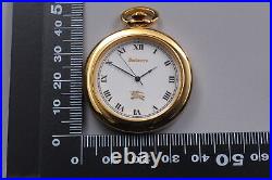 Near MINT / Case Burberry 6031-G24655 Gold Roman Logo 38mm Quartz Pocket Watch