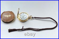 Near MINT Case Longines Cal. L507.2 Gold White Dial Hand-Winding Pocket Watch