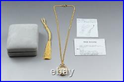Near MINT / Case Papers GINZA TENSHODO VJ20-D003 Gold Qz Pendant Pocket Watch