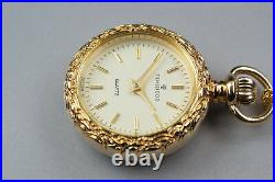 Near MINT / Case Papers GINZA TENSHODO VJ20-D003 Gold Qz Pendant Pocket Watch