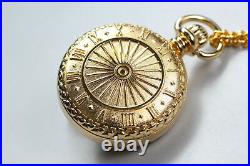 Near MINT / Case Papers GINZA TENSHODO VJ20-D003 Gold Qz Pendant Pocket Watch