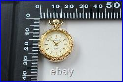 Near MINT / Case Papers GINZA TENSHODO VJ20-D003 Gold Qz Pendant Pocket Watch