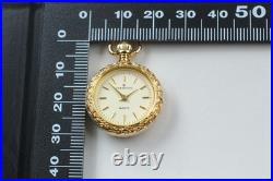 Near MINT TENSHODO VJ20-D003 Quartz Gold JDM Pendant Pocket Watch with Case Paper