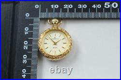 Near MINT TENSHODO VJ20-D003 Quartz Gold JDM Pendant Pocket Watch with Case Paper