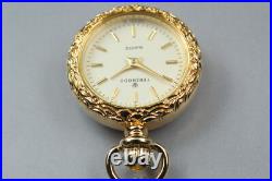 Near MINT TENSHODO VJ20-D003 Quartz Gold JDM Pendant Pocket Watch with Case Paper