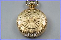 Near MINT TENSHODO VJ20-D003 Quartz Gold JDM Pendant Pocket Watch with Case Paper