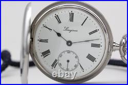 Near MINT with Case? Longines L507.2 White Roman 47mm Hand Winding Pocket Watch