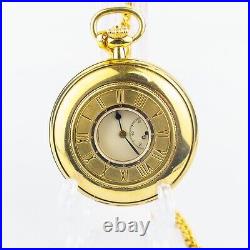 Near Mint Seiko 7N07-0020 Quartz Gold Half Hunter Case Pocket Watch #1396