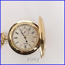 Near Mint Seiko 7N07-0020 Quartz Gold Half Hunter Case Pocket Watch #1396