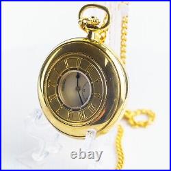 Near Mint Seiko 7N07-0020 Quartz Gold Half Hunter Case Pocket Watch #1396