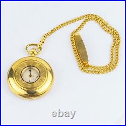 Near Mint Seiko 7N07-0020 Quartz Gold Half Hunter Case Pocket Watch #1396