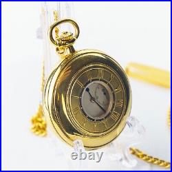 Near Mint Seiko 7N07-0020 Quartz Gold Half Hunter Case Pocket Watch #1396