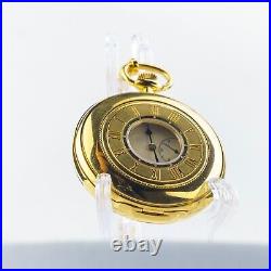 Near Mint Seiko 7N07-0020 Quartz Gold Half Hunter Case Pocket Watch #1396