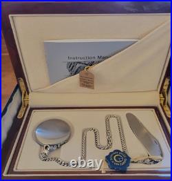 New Belair A1615W Pocket Watch Sapphire Crystal Stainless Case with Knife