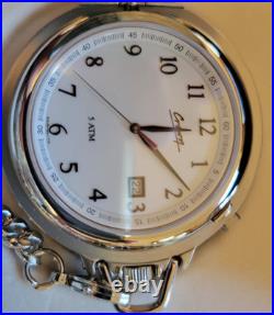 New Belair A1615W Pocket Watch Sapphire Crystal Stainless Case with Knife