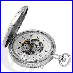 New Charles-Hubert Two-Tone Hunter Case Mechanical Skeleton Pocket Watch 3711