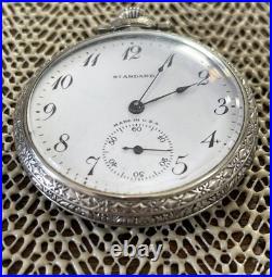 New York Standard Pocket Watch 12s 15j Wadsworth Rolled Plate Case Runs