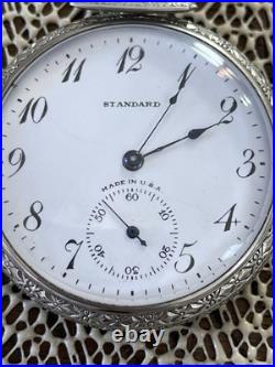 New York Standard Pocket Watch 12s 15j Wadsworth Rolled Plate Case Runs