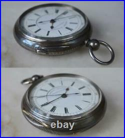 Newsome Coventry UK CHRONOGRAPH Antique POCKET WATCH SILVER CASE 1800s 4 REPAIR